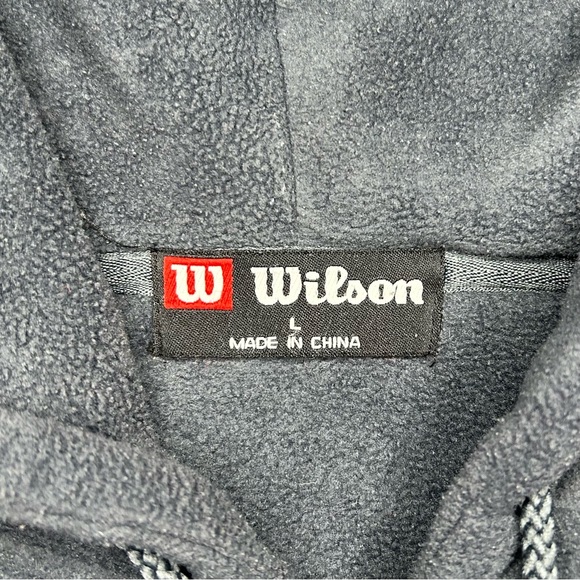 Vintage 90s Wilson Fleece Hoodie Jacket Men’s Large Charcoal Grey - Picture 10 of 11